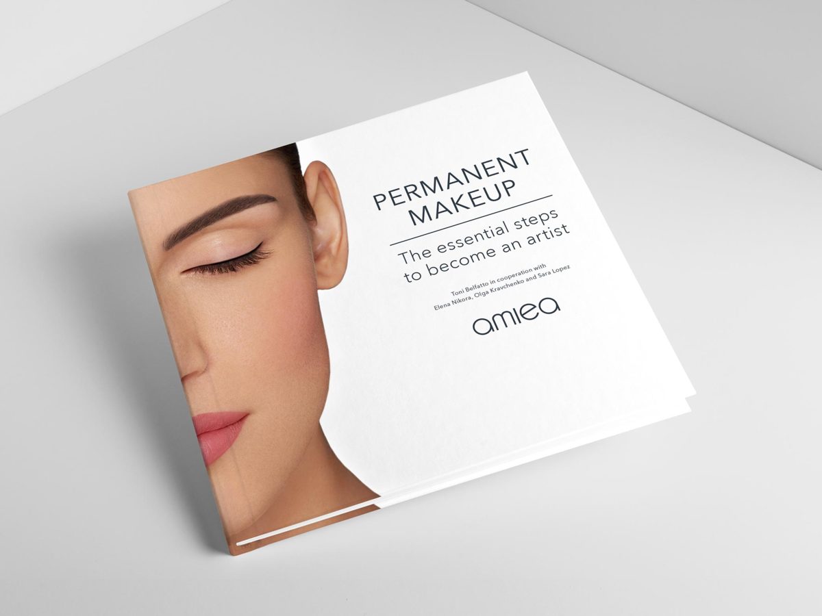 amiea Permanent Makeup book, on a light grey background